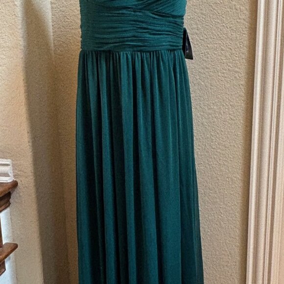Marina Gown Hunter Green Strapless Ruched Sweetheart Neck Size 12 - Picture 3 of 9